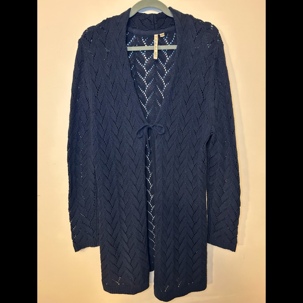 GUC Ladies Leo & Nicole Open Front Cardigan, Size XL, Navy Blue